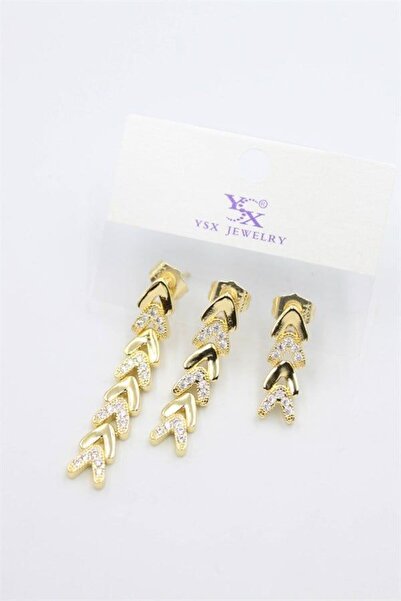 atastore2017 3-Piece Jewelled Earrings - Gold