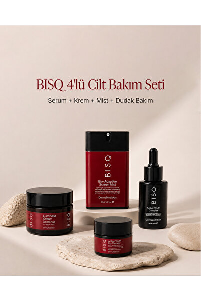 Bisque 4'lü Cilt Bakım Seti | Serum + Krem + Mist + Dudak Bakımı | HA-4 Kompl...