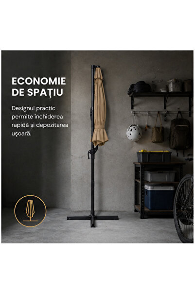 OEM Umbrelă de Grădină 3m, Reglabilă, Suport Inclus Maro (RO-V15) (PLD)