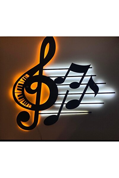 STUDYO YORA Müzik Notası LED Işıklı Tablo 6mm Kalın | Müzisyen Odası Duvar De...