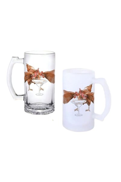 Ghostbastır Alcoholic Chickens Beer Glass with Handle, Frosted or Transparent...