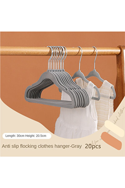 Choice Gray 20Pcs 10/20Pcs Plastic Flocked Hangers, Children's Hangers, Non-S...