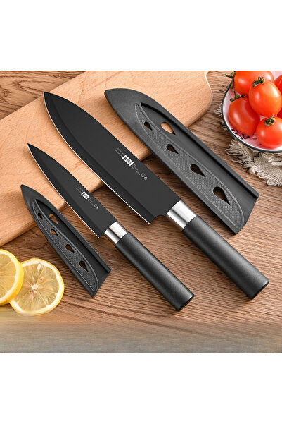 Choice 2PCS 6pcs Kitchen Knife Set with Knife Holder High-grade Black Steel K...