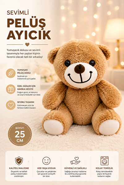 Yenilig Sevimli Peluş Ayıcık 25 CM Yumuşak Dokulu Dekoratif Oyuncak Ayı Çocuk...