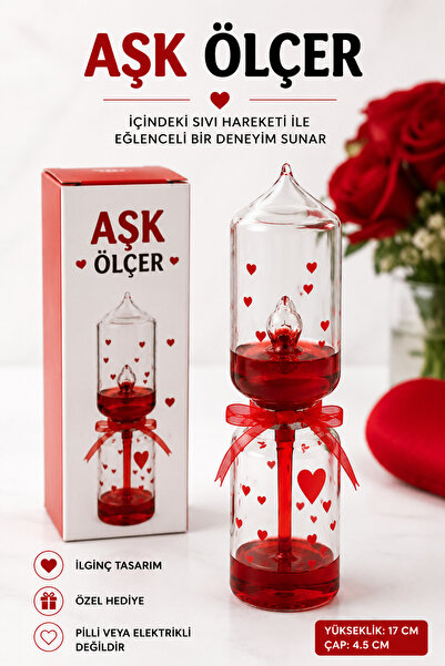 Yenilig Aşk Ölçer Dekoratif Cam Sıvılı Termometre Romantik Hediye Masaüstü De...