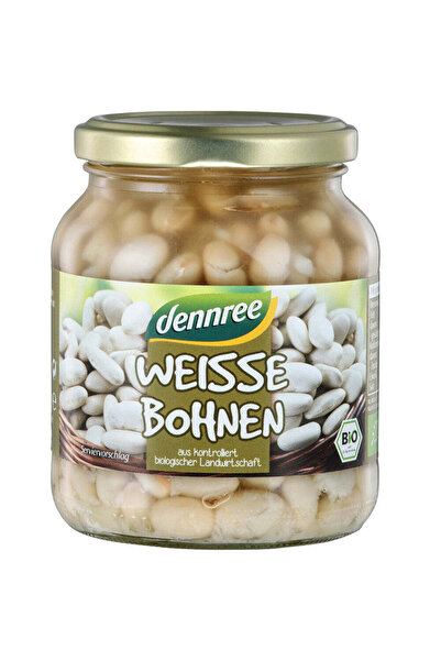 Dennree Био бели бобове в буркан 350 г
