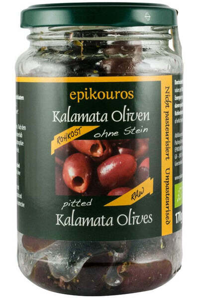 Epikouros Masline kalamata bio, crude, fara samburi, 170g