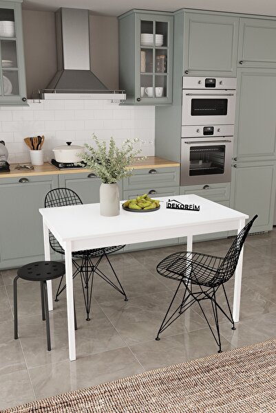 DEKORFİM DF01113 Dekoratif Mutfak Masası 120x70 4-6 Kişilik Şık, Modern, Metal Ayaklı Salon Yemek Masası