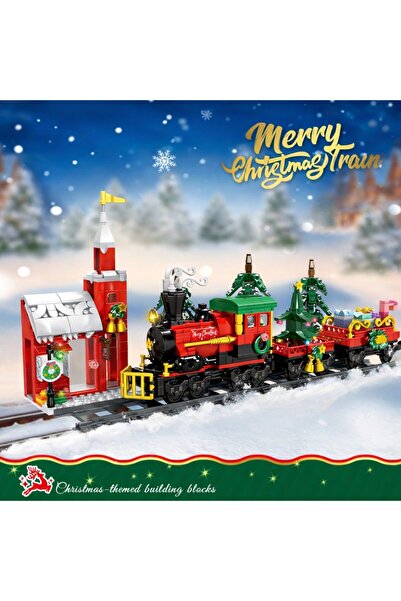 Minibric Set Constructie Piese Tip Blocuri Construit Santa Train, Tren pe Sin...
