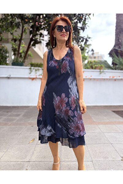 DenizEge Italian Sakura Dress Navy Blue