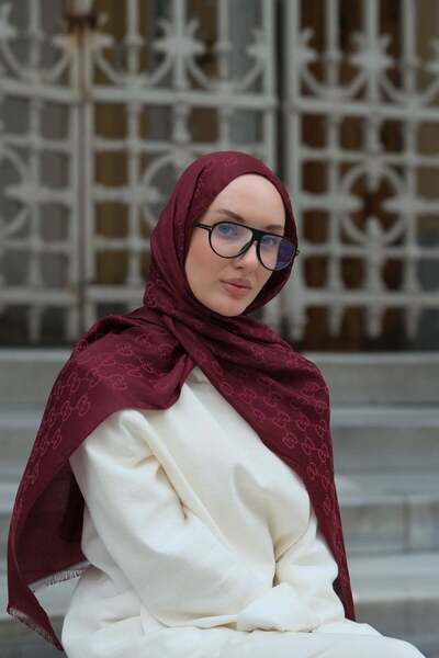 diorel G Desen Premium Şal-Bordo