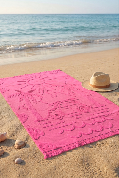 DNZGÜLCAN 100% Cotton Jacquard, Embossed Patterned, Tasseled Beach Towel |   ...