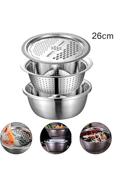 ARTC 3 in 1 Multifunctional Stainless Steel Basin with Grater, Drain Basin an...