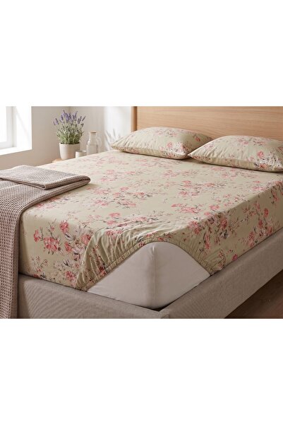 Maki Home Makiteks 100% bumbac cu model floral 160x200 Set cearșaf elastic du...