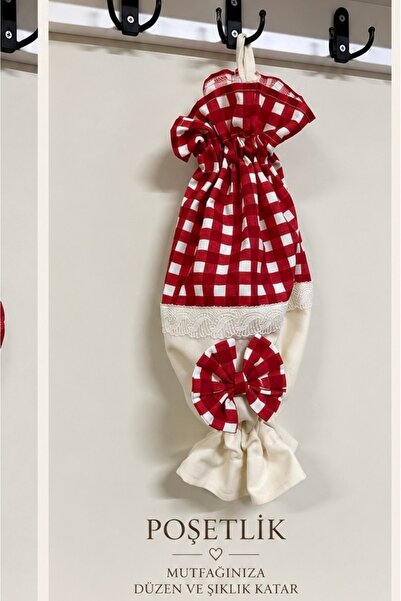GÖKDAĞ BEDDING El Yapımı Vintage Poşetlik – Premium Ekose Mutfak Düzenleyici