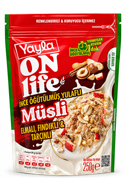 Yayla ⭐ Onlife Müsli 250 Gr Elmalı Fındıklı Tarçınlı – Fit ve Lezzetli Kahvaltı