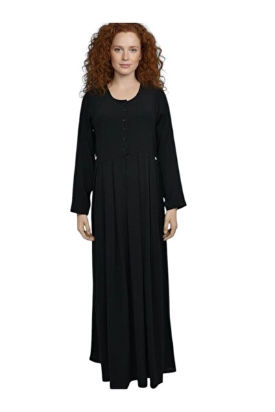 Peach Long Sleeve Maternity Dress, Button Front, Floor Length (UAE/KSA, Alpha...