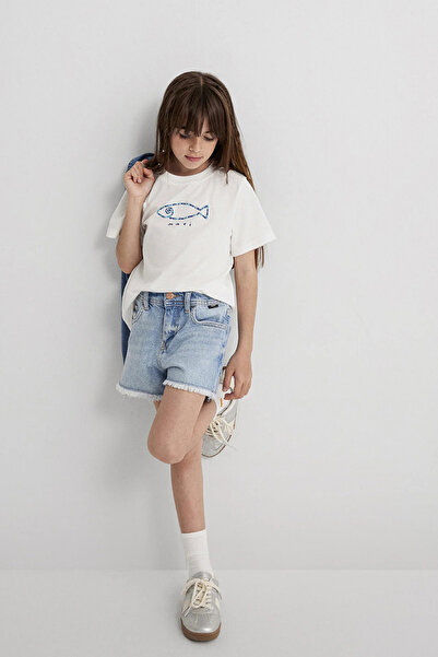 Mavi Melora Pamuklu Mom Fit Normal Bel Short Kız Çocuk SHORT 7410655