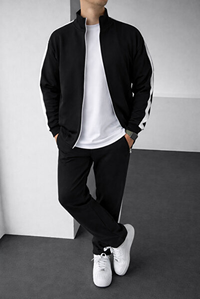 beuivo Men's Scuba Fabric Relaxed Top and Bottom Tracksuit Set