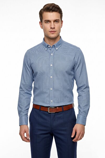 KAMER Men's Classic Single Pocket Long Sleeve Shirt 4074 Bgl-St05491