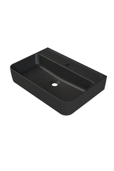 TURKUAZSERAMİK Turkuaz Cerastyle Hera Tezgahüstü Mat Siyah Lavabo 60*42 cm
