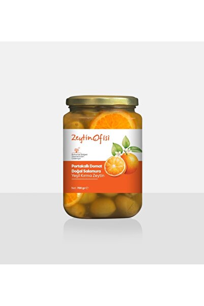 Zeytin Ofisi Portakallı Doğal Salamura Yeşil Domat Kırma Zeytin