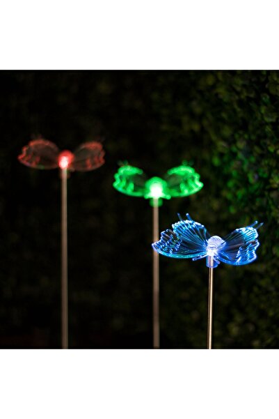 BaoBao Set de 2 lămpi solare LED de grădină, multicolore, flori decorative, 33x6 cm, plastic
