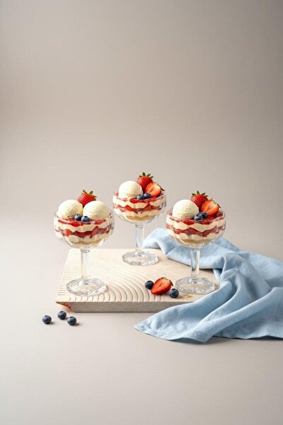 ALBETTO 3-Piece Glass Magnolia, Ice Cream Bowl, Footed Glass Bowl, Presentati...