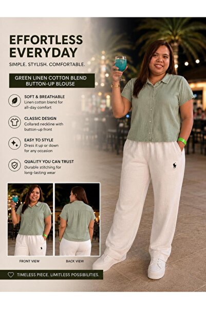 BRESH Linen Cotton Blend Blouse