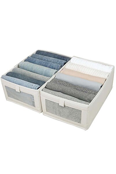 Arabest 2-Pack Clothes Storage Organizer,Stackable Cotton Drawer Closet Box,T...