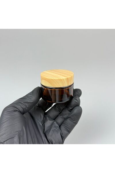 Pause Art Home 30 Cc Amber Cream Jar - Wood Patterned Plastic Lid with Inner ...
