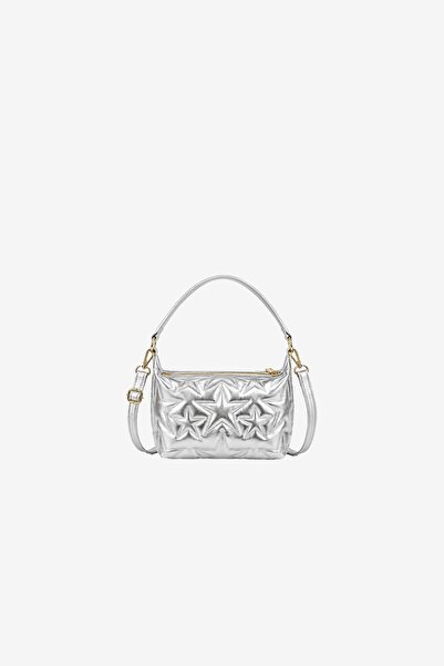 MARSEPTUN Silver Matte Bag with Star Embroidery Detail
