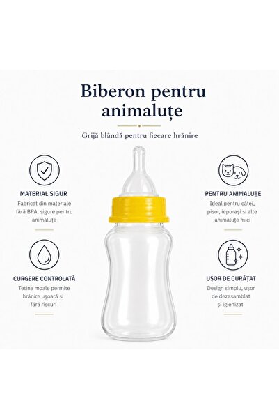 OEM Set Biberon si Accesorii, Ideal pentru Catei si Pisicute, Animale Nou-Nascute, Perie Curatare