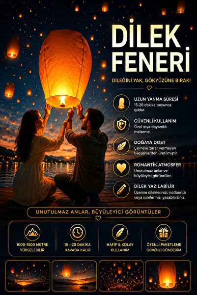 AVESSA Dilek Feneri Balonu ( 1 Adet ) - Güvenli Kullanım - Uzun Yanma Süresi ...