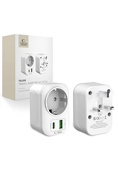 Tech-Protect Adaptor / Convertor de călătorie TA100 UK / EU Alb