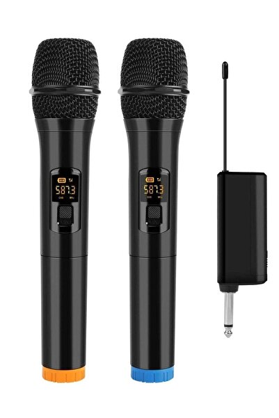 Generic Wireless UHF Dual Handheld Karaoke Microphone with Rechargeable Recei...