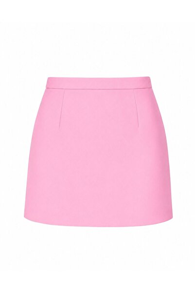 Shop Krutzo Kadın Toz Pembe Düz Basic Mini Etek