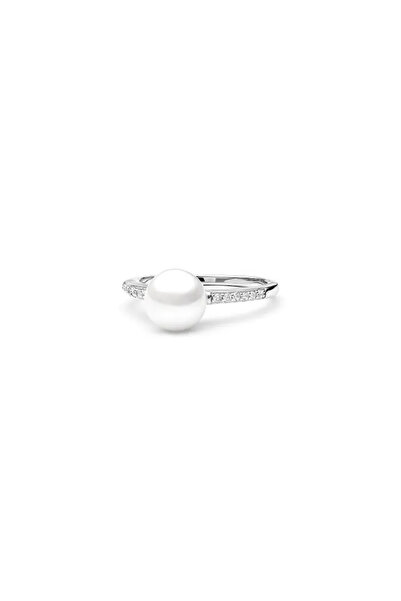 MANAVA Silver ring with natural pearl and pavé zirconia - Noble