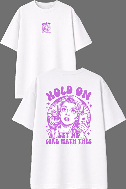 VSRN تي شيرت أبيض كبير الحجم مطبوع من الأمام والخلف من Hold On Letme Design