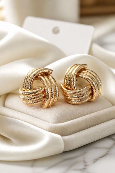 LYKOS Steel Gold Color Spiral Model Women's Earrings