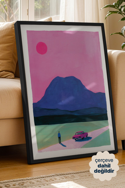 Persona Istanbul Artificial Collection "Pembe Ufuklar" - Naif Manzara Posteri...