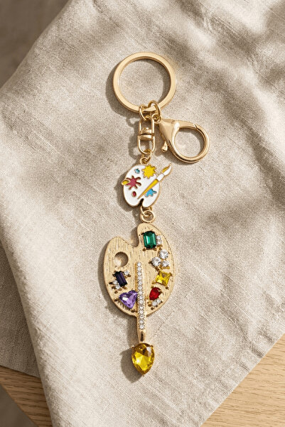 BB BİBUTİKSHOP Colorful Stone Painter's Palette Keychain Art Lover Design Bag...