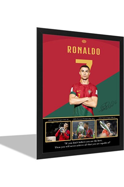 Generic لوحة فنية موقعة لكريستيانو رونالدو من المنتخب البرتغالي في دوري الاتح...