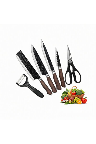 OSOOKE 6-Piece Kitchen Knife Set with Scissors & Peeler - Professional Cutler...