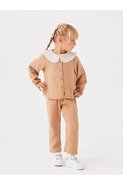 LC Waikiki Bebe Collar Set 2 piese pentru fetițe: Bluză cu mânecă lungă din b...