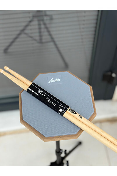 Auster Profesyonel Davul Egzersiz Pedi Tam Set - Metal Stand + 5A Baget + Taş...