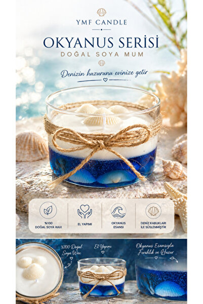 Okyanus Serisi Doğal Soya Mum Deniz Kabuklu Dekoratif Mum