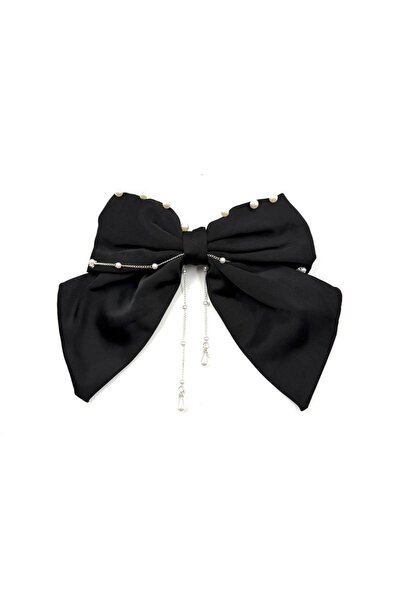 MD Moda Accessories مشبك شريط كبير مزين باللؤلؤ والسلسلة
