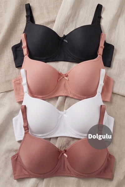 CHOCHO Kadın Telli Dolgulu Destekli 4'lü Sütyen Takımı
