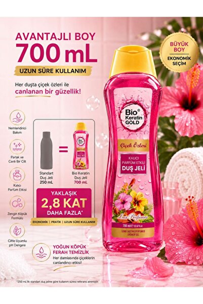 Bio Keratin Gold Çiçek Özleri Canlandırıcı Etkili Duş Jeli 700ml